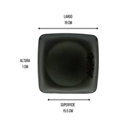 Plato Cuadrado Arrocero 19 cm de Melamina Resistente tipo Plástico Negro Anforama