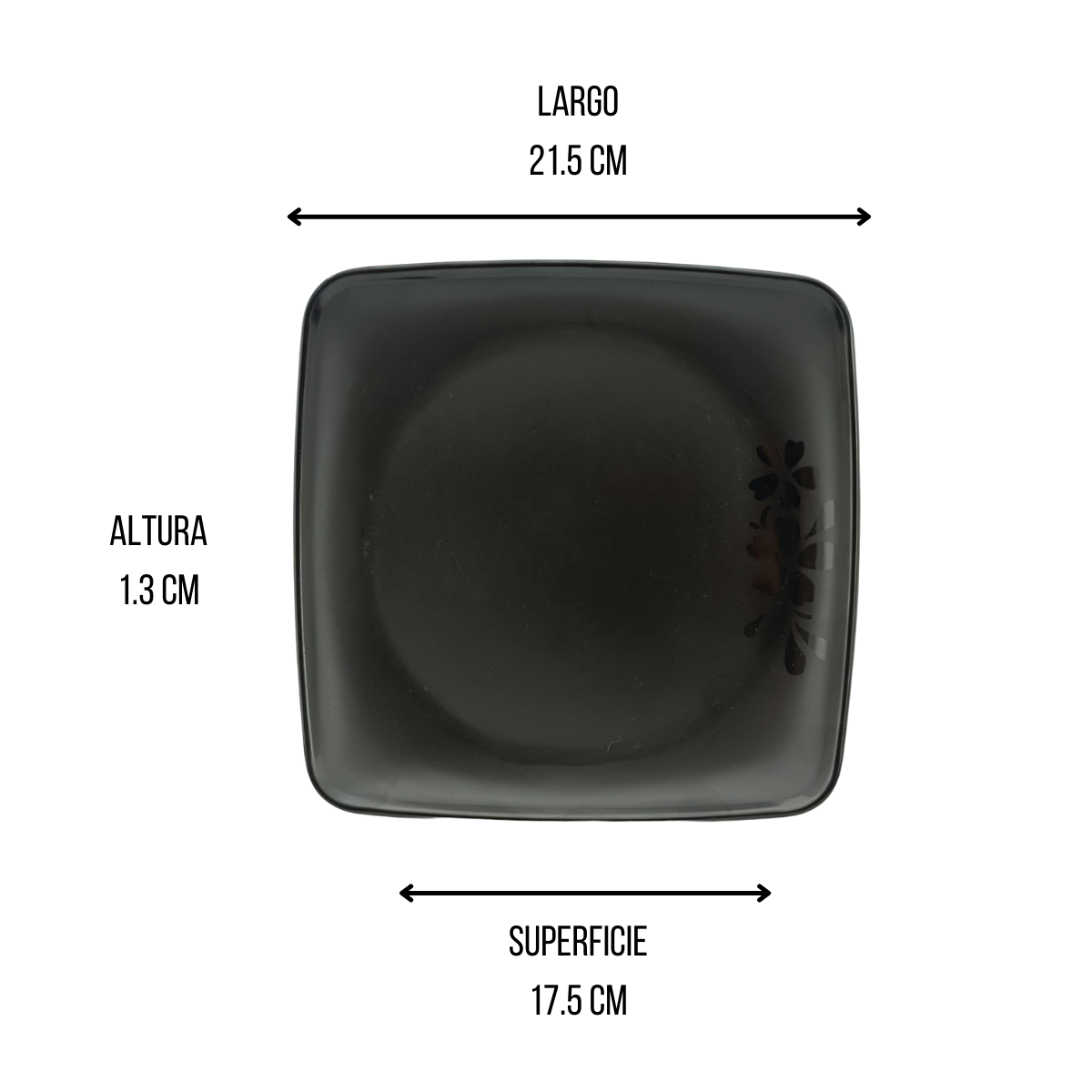 Plato Ensaladero Cuadrado 21.5 cm de Melamina Resistente tipo Plástico Negro Anforama