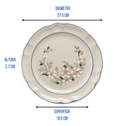 Plato Trinche Grande Clásico Elegante de 27.5 cm de Loza tipo Cerámica Victoria Santa Anita
