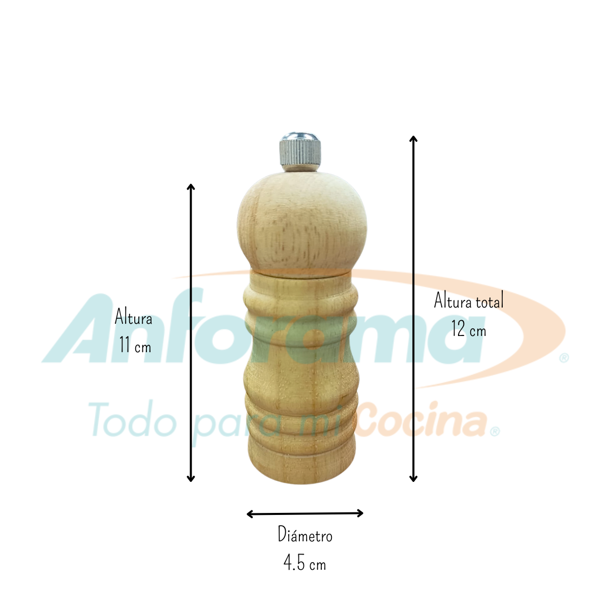 Molino de madera chico especiero para sal y pimienta manual 11 cm 586010 Metaltex