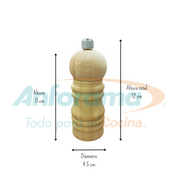 Molino de madera chico especiero para sal y pimienta manual 11 cm 586010 Metaltex