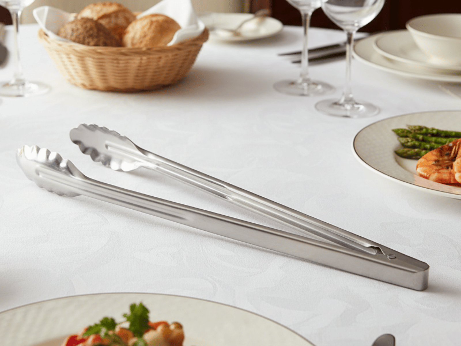 Pinza Servicio Pesado Multiusos de 40 cm Punta Ovalada de Acero Inoxidable Color Gris DS2466 Buffetware