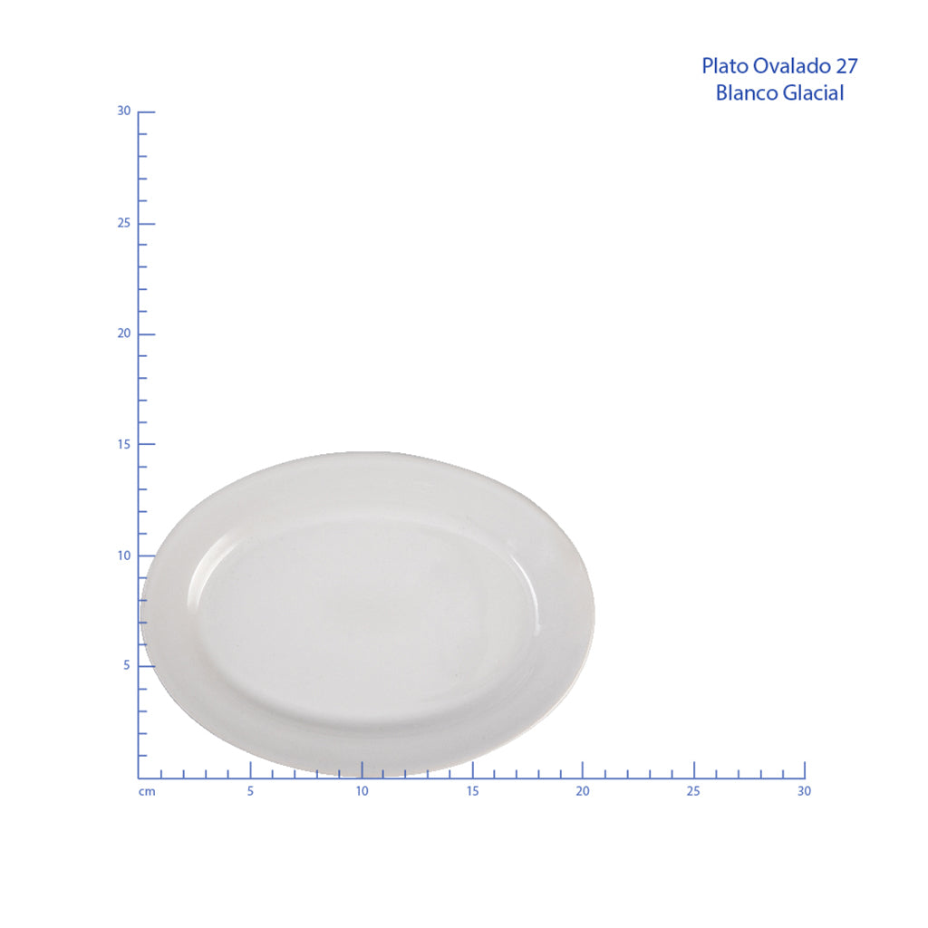 Plato Ovalado de 27 cm de Loza Tipo Cerámica Elegante Clásico Blanco Glacial 310106 Santa Anita