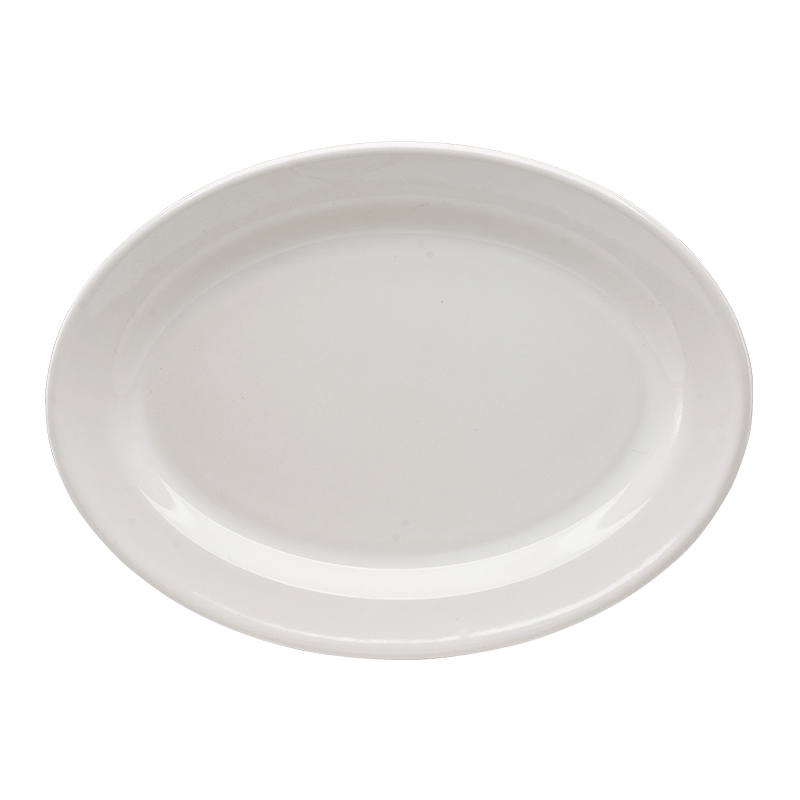 Plato Ovalado de 33 cm de Loza tipo Cerámica Elegante Clásico Blanco Glacial 310105 Santa Anita