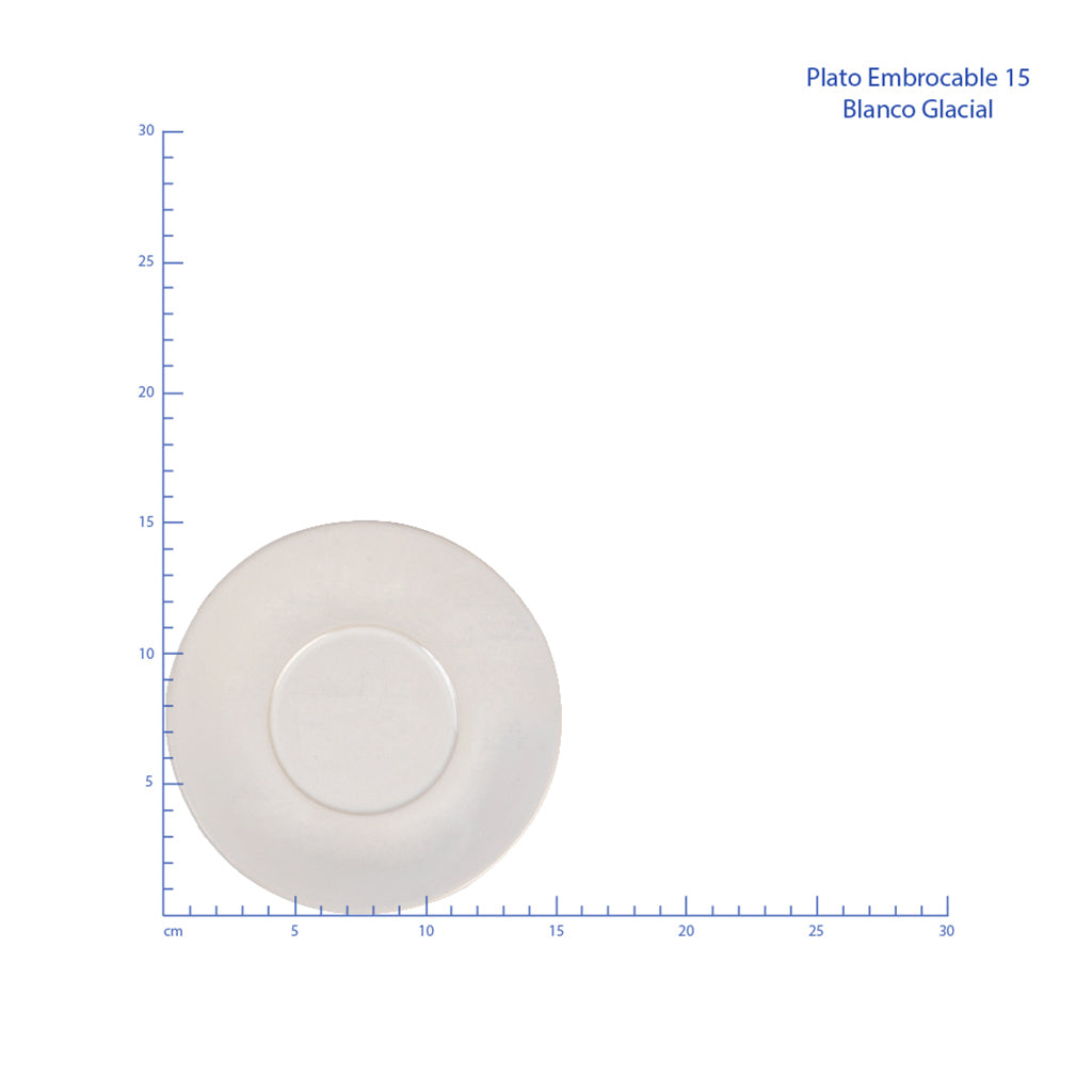 Plato Para Taza Embrocable de 12.5 cm de Loza Tipo Cerámica Elegante Clásico Blanco Glacial 310100 Santa Anita
