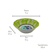 Plato Tazón Pozolero 17 cm Melamina Tipo Plástico Verde con Flores Dolores 85428 Tavola