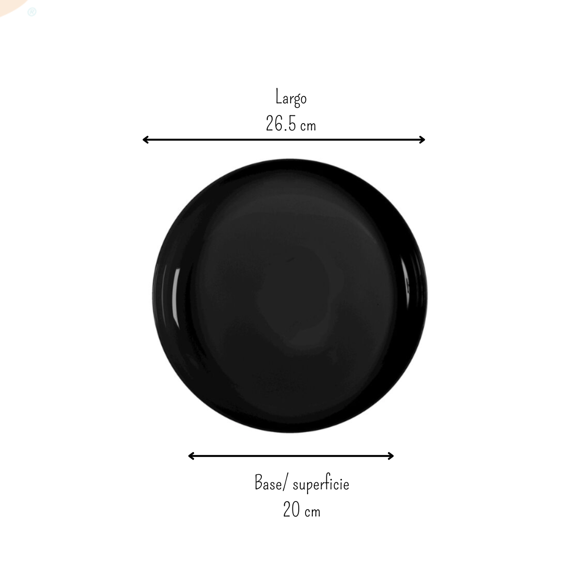 Plato Trinche Clásico Redondo de 26.5 cm de Vidrio Templado Negro iLuminarc