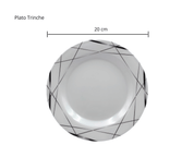 Plato Trinche de 20 cm de Melamina Resistente Tipo Plástico Líneas Gris Oscuro TKM112 Tab and Kit