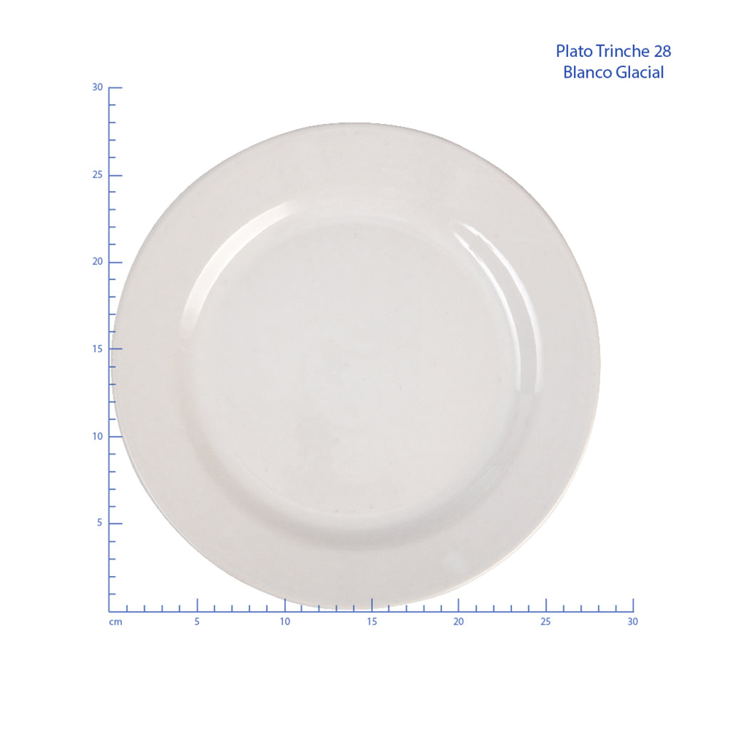 Plato Trinche de 28 cm de Loza tipo Cerámica Elegante Clásico Blanco Glacial 310026 Santa Anita