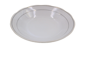 Plato Hondo Sopero de 20 cm 360 ml de Loza tipo Cerámica Blanco con Filo Plateado Tab and Kit