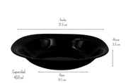Plato Sopero Hondo Clásico Cuadrado de 21.5 cm de Vidrio Templado Negro ILuminarc