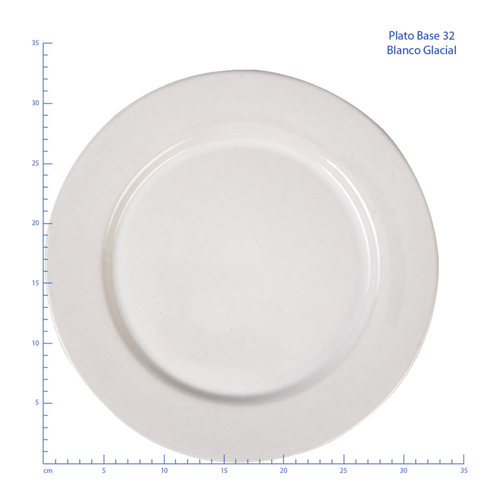 Plato base de 32 cm de Loza tipo Cerámica Elegante Clásico Blanco Glacial 311138 Santa Anita