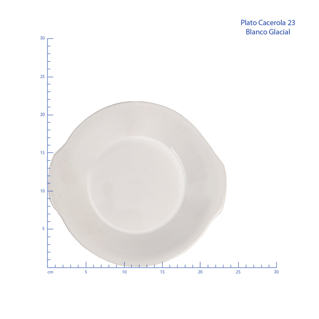 Plato cacerola 23 cm de Loza Tipo Cerámica Elegante Clásico Blanco Glacial 310723 Santa Anita