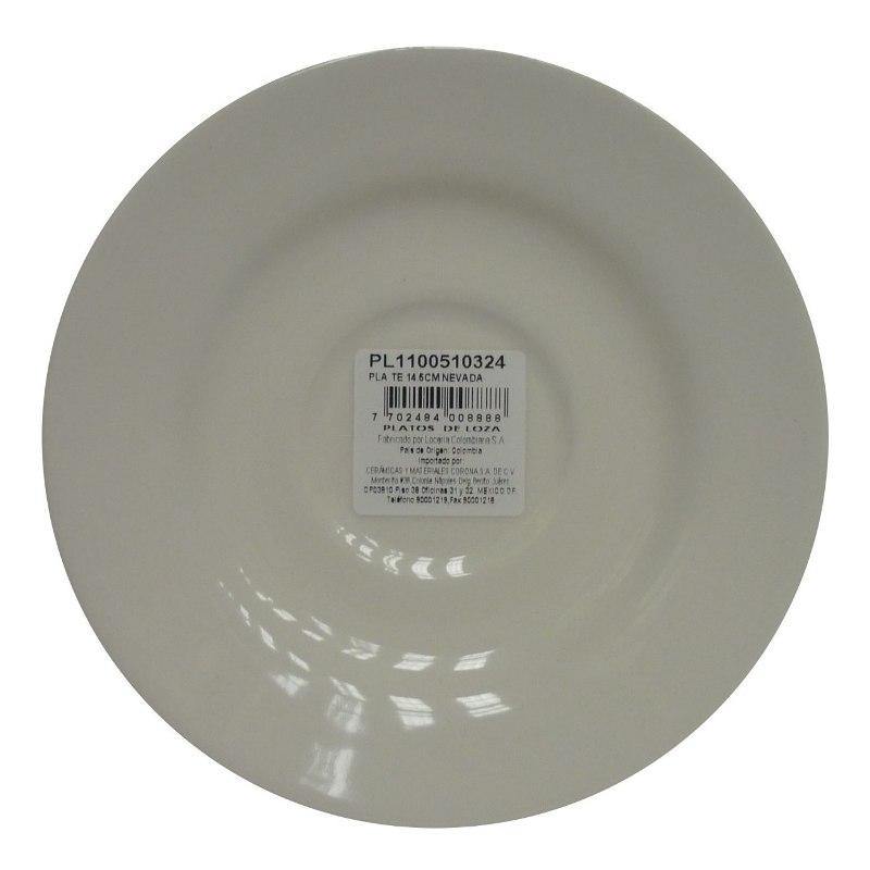 Plato para Taza Redondo 14.5 cm de Loza tipo Cerámica Blanco Nevada Corona
