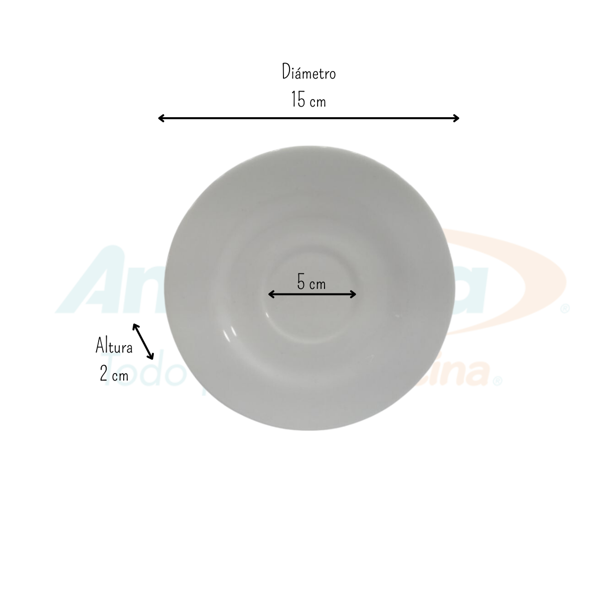 Plato para Taza Redondo 14.5 cm de Loza tipo Cerámica Blanco Nevada Corona