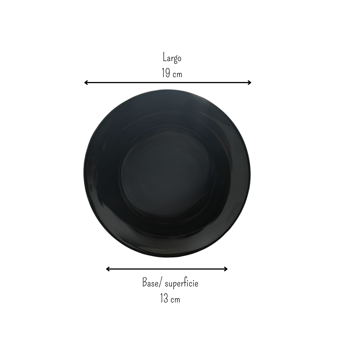 Plato Ensaladero Arrocero Pastelero Clásico Redondo de 19 cm de Vidrio Templado Negro iLuminarc