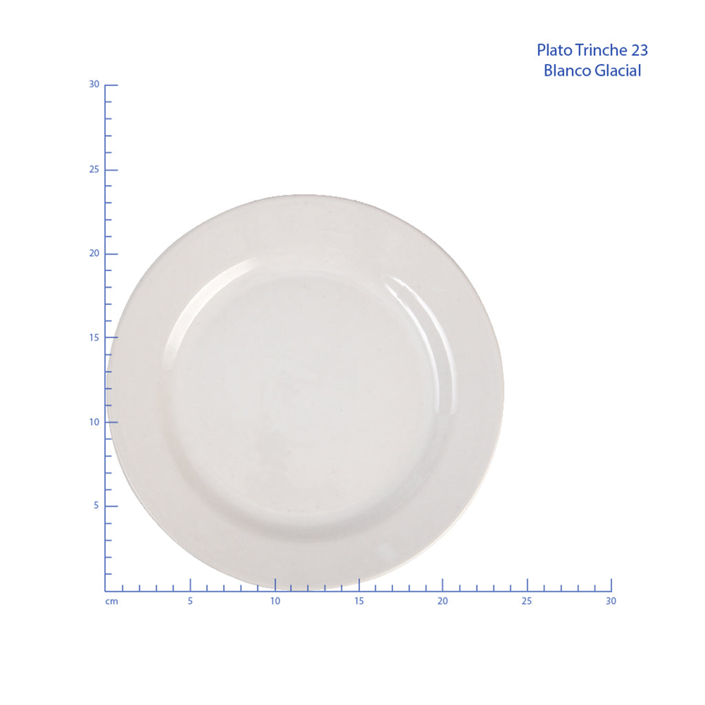 Plato trinche de 23 cm de Loza tipo Cerámica Elegante Clásico Blanco Glacial 310027 Santa Anita