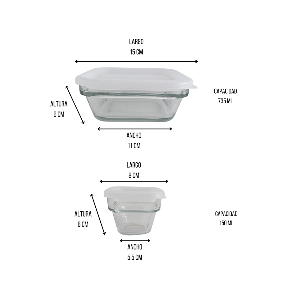 Juego de 4 Recipientes de Vidrio con Tapa de Plástico Save N Store 1718850 Libbey
