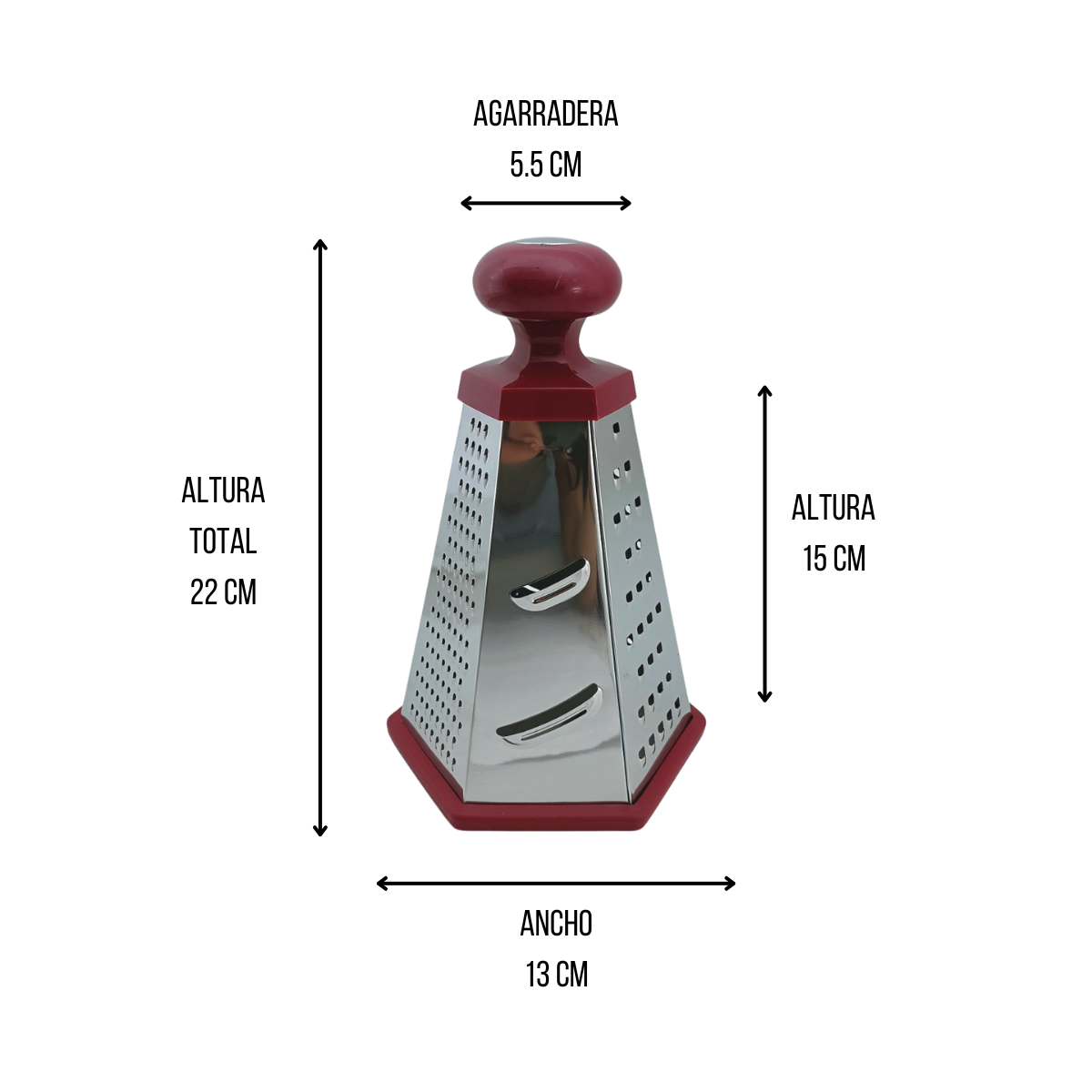 Rallador 6 Lados Vertical Con Mango Superior de Estanado 22 cm Vino TKS098 Tab and Kit