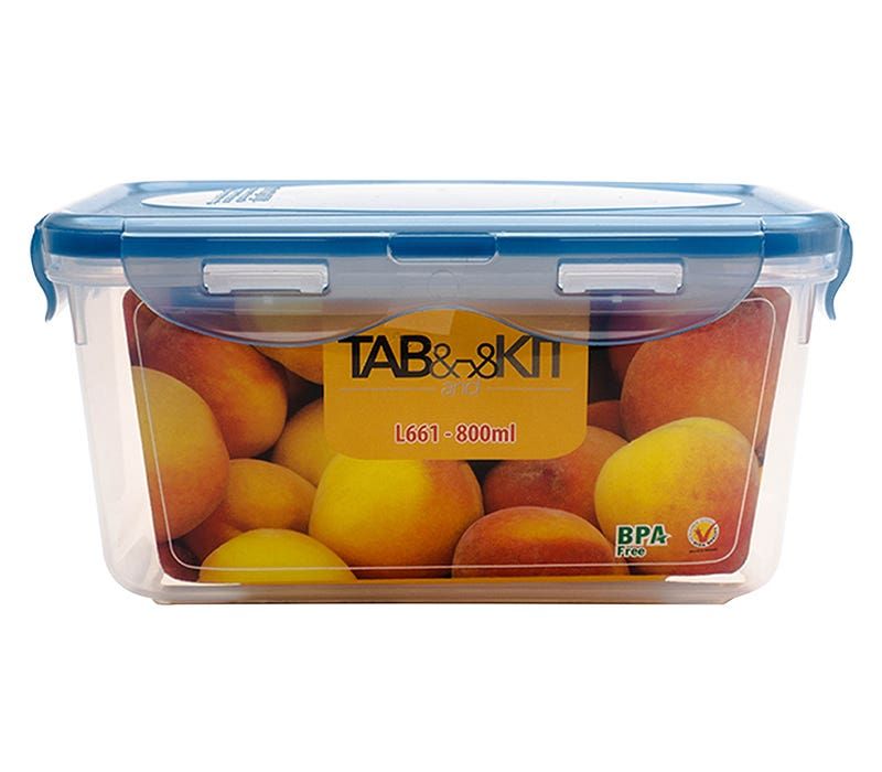 Recipiente Hermetico Rectangular 800 ml de Plástico con Tapa de Broche L661 Tab and Kit