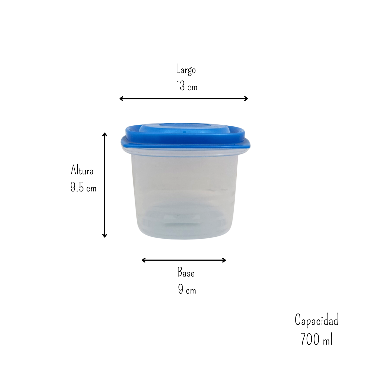 Recipiente Cuadrado de Plástico con Tapa de 700 ml de 11.5 cm Azul Anforama