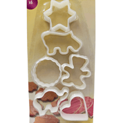 Juego de 6 Cortadores de Plástico para Repostería Galletas Blancos Decorados Metaltex
