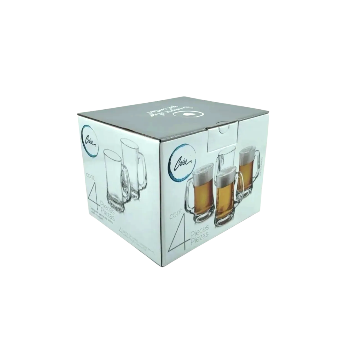 Juego de 4 Tarros de Vidrio Resistente para Cerveza de 450 ml Libbey Crisa