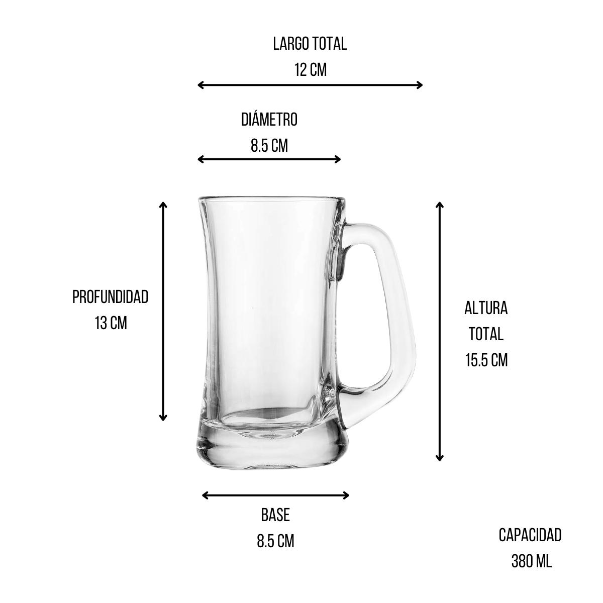 Juego de 4 Tarros de Vidrio Resistente para Cerveza de 450 ml Libbey Crisa