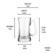 Juego de 4 Tarros de Vidrio Resistente para Cerveza de 450 ml Libbey Crisa