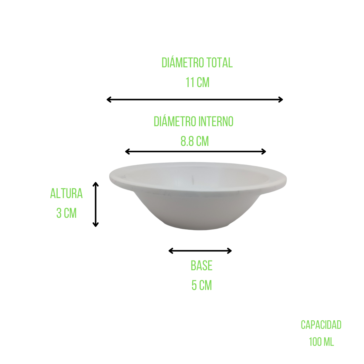 Plato Tazón Compota Pequeño 90 ml 4.4'' de Melamina tipo de Plástico Blanco 84431 Tavola