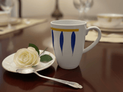 Taza Alta Tarro de Melamina Resistente tipo Plástico Plumas Azules TKM126 Tab and Kit