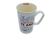 Taza Tarro Alto de 373 ml de Porcelana Resistente Apta Microondas Amor Día del Amor y la Amistad AM97-004V