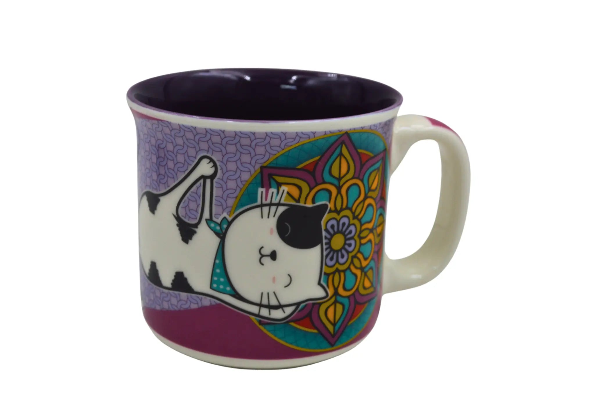 Taza Tarro Jumbo de 470 ml de Porcelana Resistente Apta Microondas Gatos Michis Kawaii Yoga AM93-002