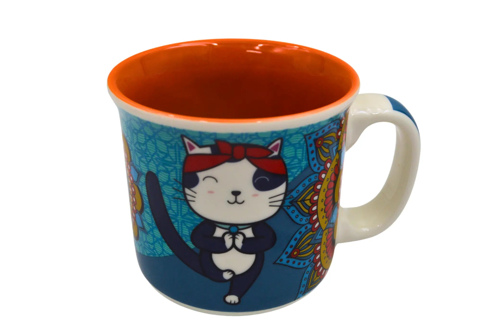 Taza Tarro Jumbo de 470 ml de Porcelana Resistente Apta Microondas Gatos Michis Kawaii Yoga AM93-002