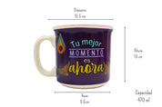 Taza Tarro Jumbo de 470 ml de Porcelana Resistente Apta Microondas Gatos Michis Kawaii Yoga AM93-002