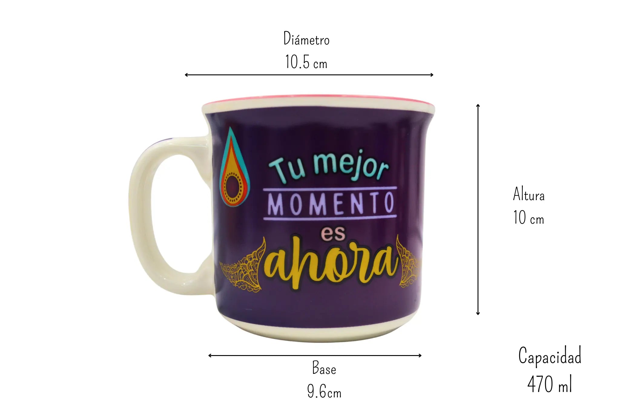 Taza Tarro Jumbo de 470 ml de Porcelana Resistente Apta Microondas Gatos Michis Kawaii Yoga AM93-002