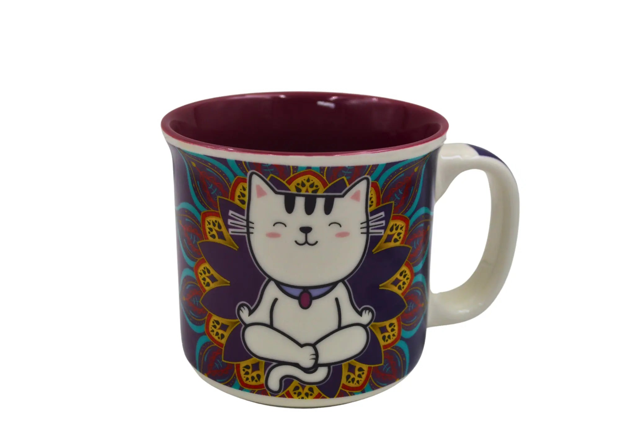 Taza Tarro Jumbo de 470 ml de Porcelana Resistente Apta Microondas Gatos Michis Kawaii Yoga AM93-002