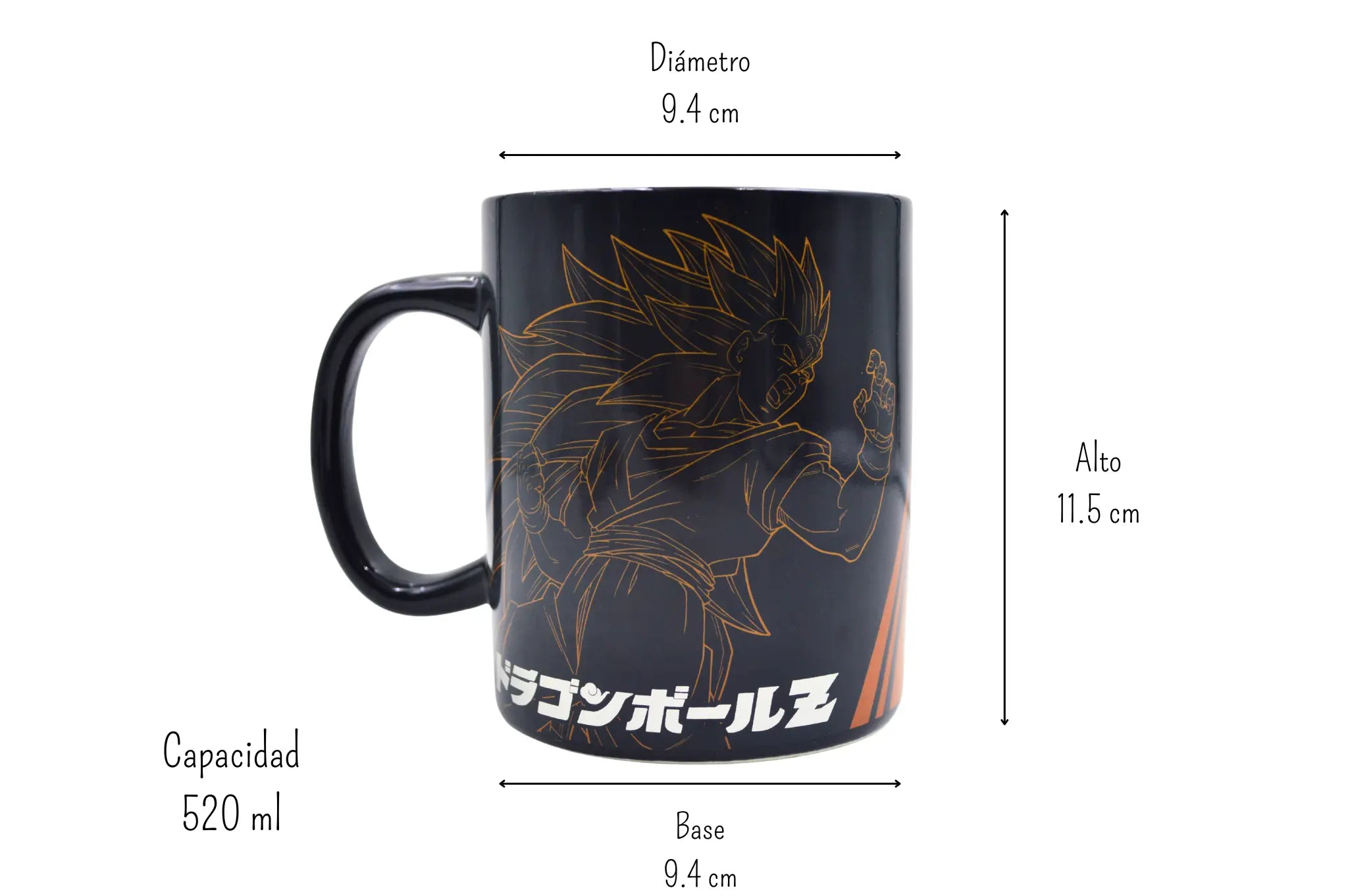 Taza Tarro Jumbo de 520 ml de Porcelana Metálica Dragon Ball Z Anime Licencia MBIG-DBZ-01