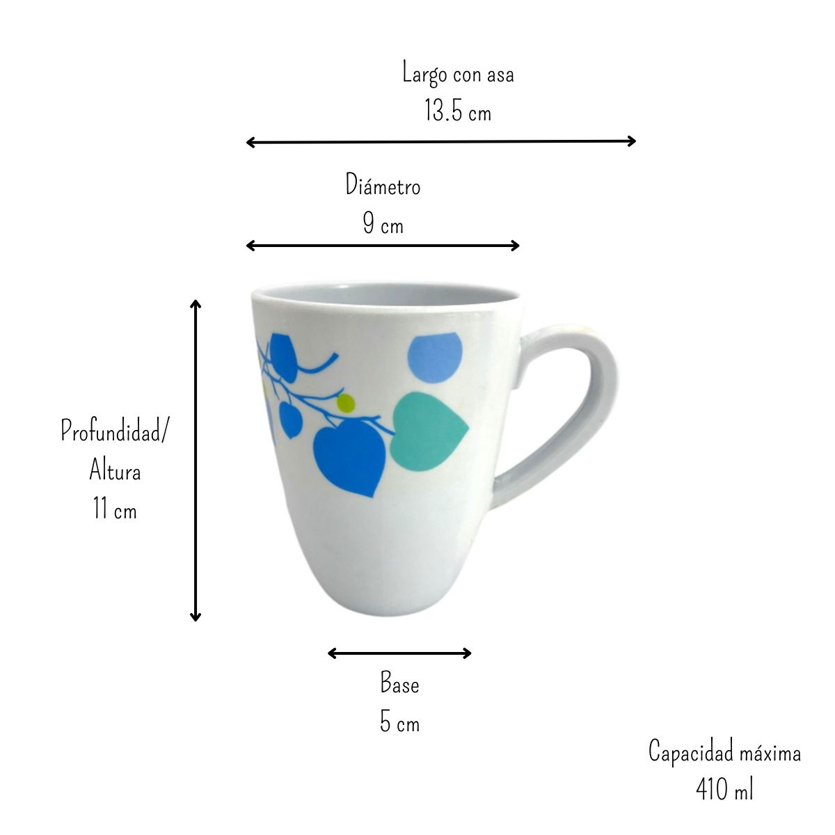 Taza Alta Tarro de 410 ml de Melamina Resistente Tipo Plástico Bleaf Tab and Kit