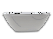 Tazón Sopero Cuadrado de 15 cm de Melamina Tipo Plástico Líneas TKM099 Tab and Kit