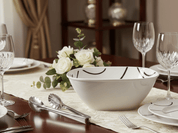 Tazón Sopero Cuadrado de 15 cm de Melamina Tipo Plástico Líneas TKM099 Tab and Kit