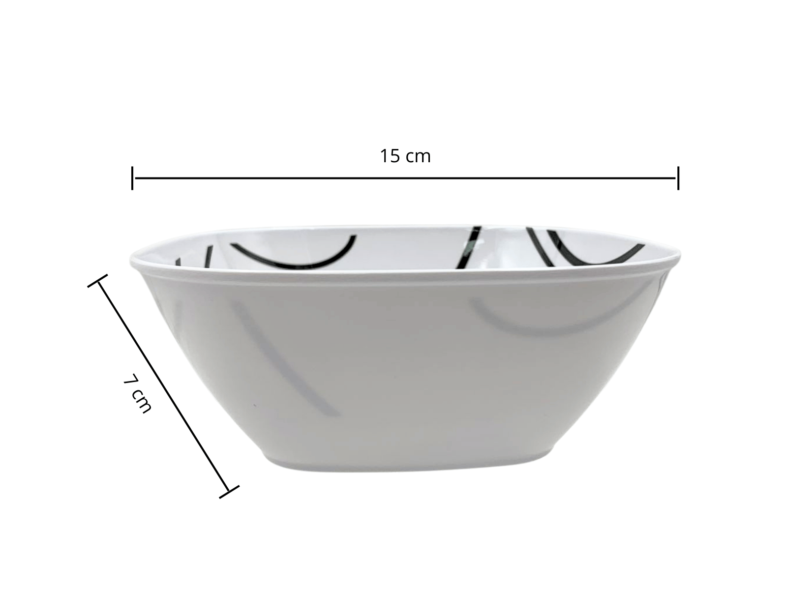 Tazón Sopero Cuadrado de 15 cm de Melamina Tipo Plástico Líneas TKM099 Tab and Kit