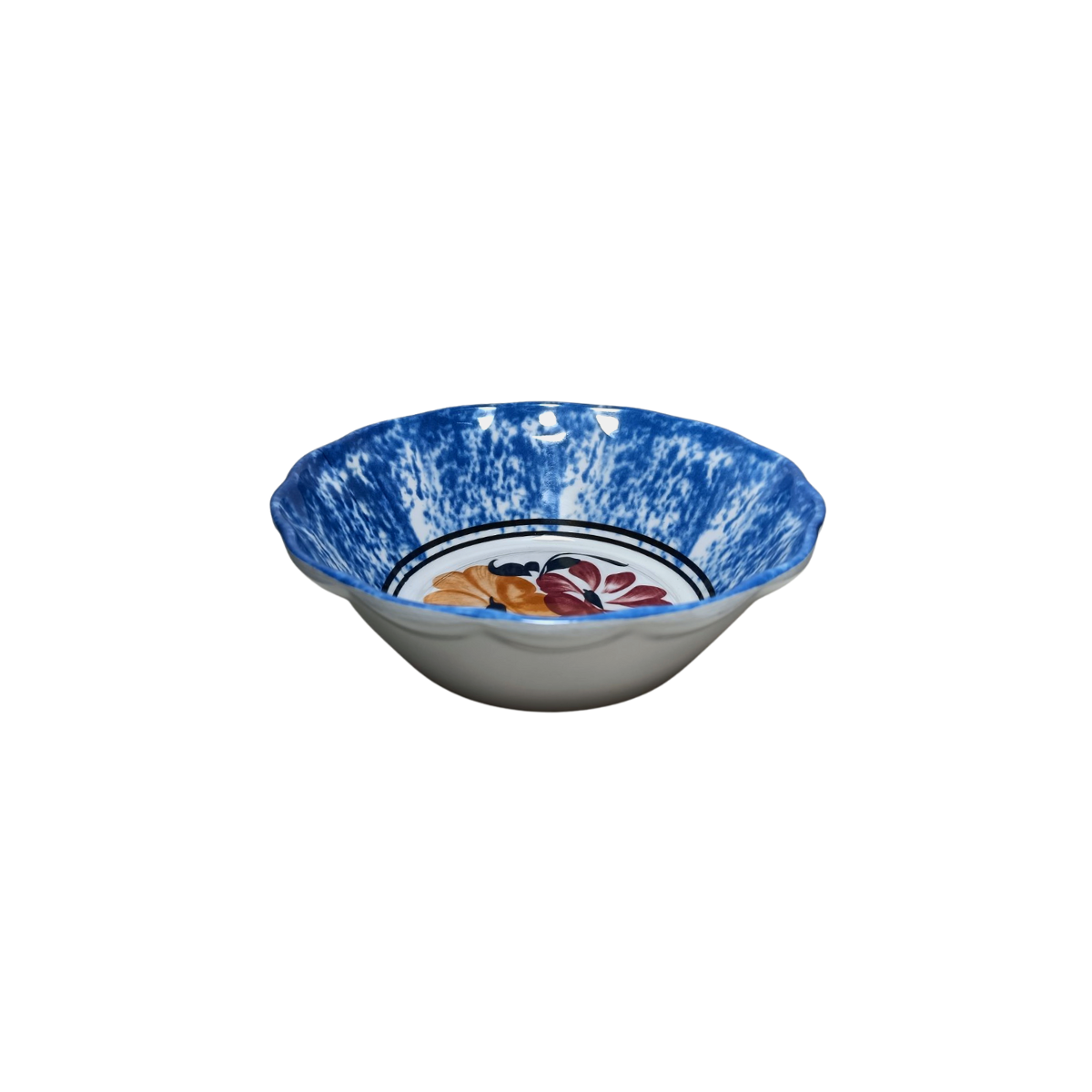 Plato Tazón Pozolero 550 ml de Melamina tipo Plástico Azul y Flores Dolores 85422 Tavola