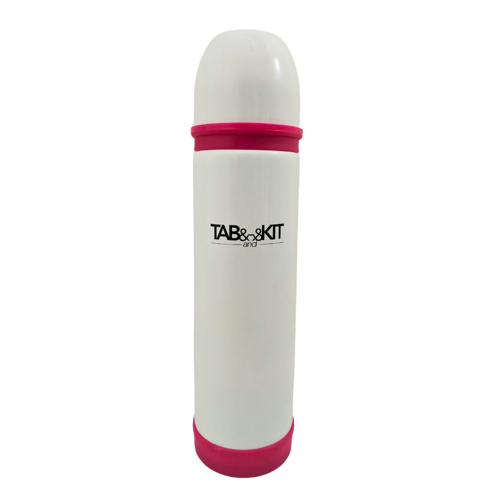 Termo de 500 ml de Acero inoxidable Blanco con Detalles en Color Tab and Kit