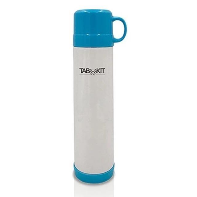 Termo de 500 ml de Acero Inoxidable Resistente con Taza Blanco TKTA012 Tab and Kit