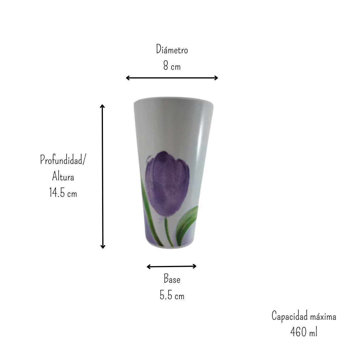 Vaso de 460 ml de Melamina Resistente tipo Plástico Tulipán Tab and Kit