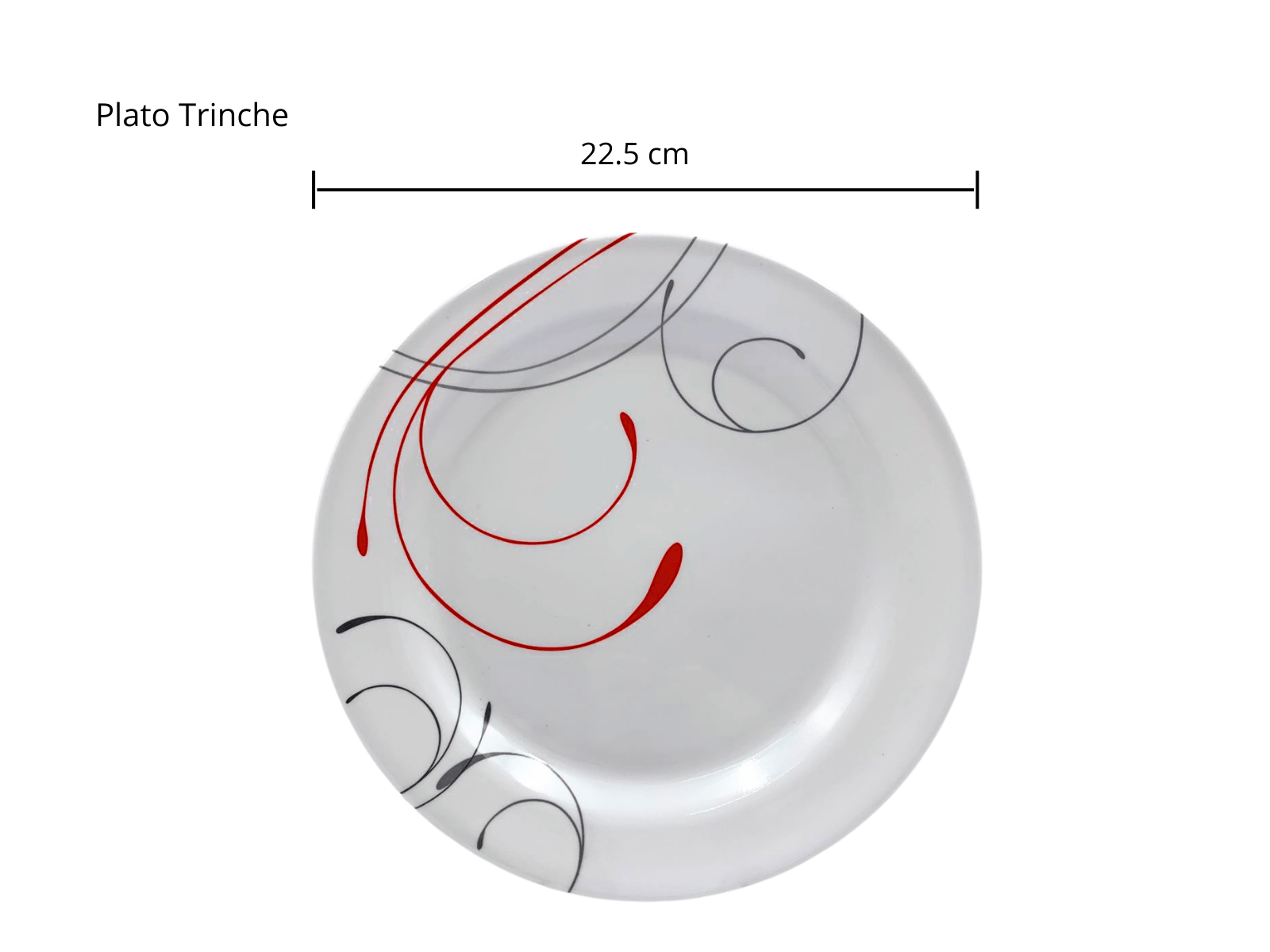 Vajilla Redonda con 12 piezas para 4 Personas de Melamina tipo Plástico Líneas Rojas Tab and Kit