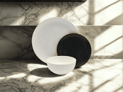 Vajilla de Vidrio Templado Opalino Redonda Elegante Dominó Blanco y Negro 12 piezas 4 personas iLuminarc