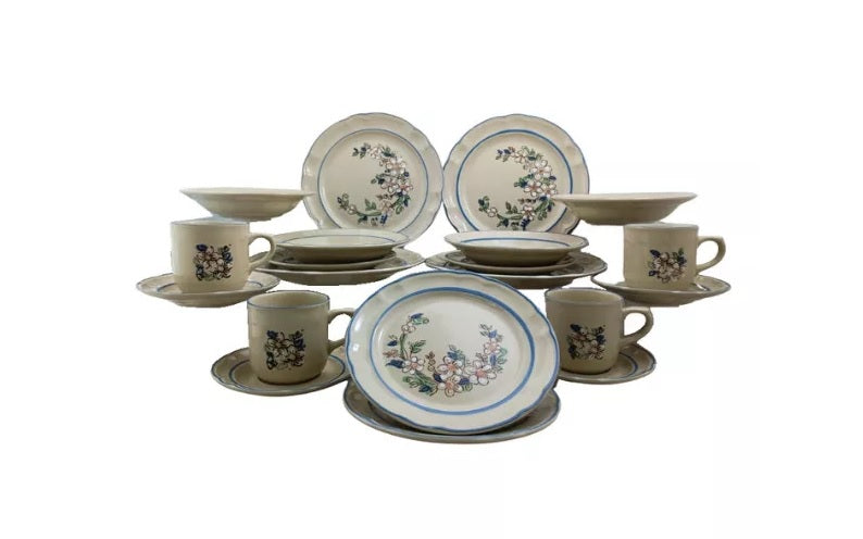 Vajilla Circular Clásica Elegante de 20 Piezas de Loza tipo Cerámica Victoria Santa Anita