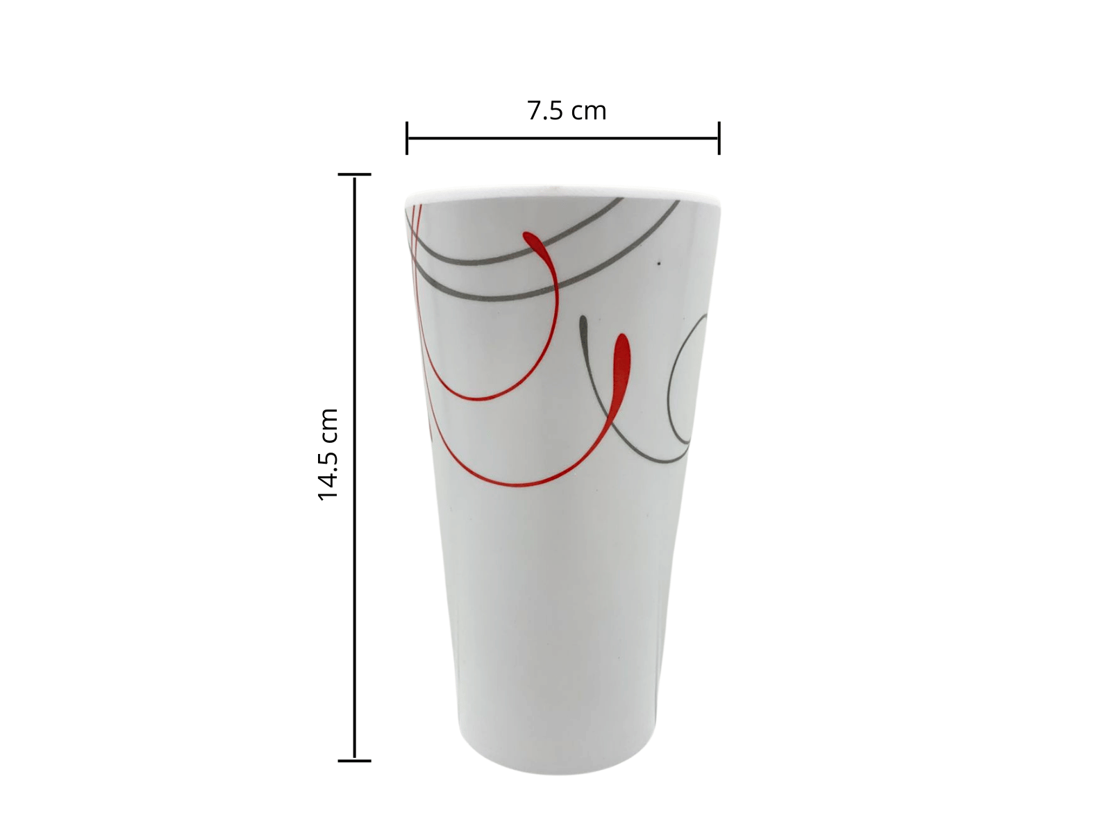 Vaso de Melamina Resistente tipo Plástico Líneas Rojas TKM109 Tab and Kit